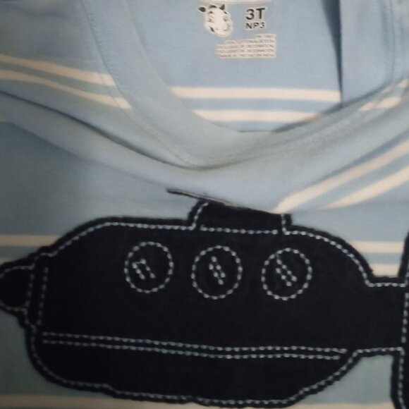 Garanimals boy's t-shirt size 3T blue/white stripes kidcore funtime school wear - Picture 2 of 5